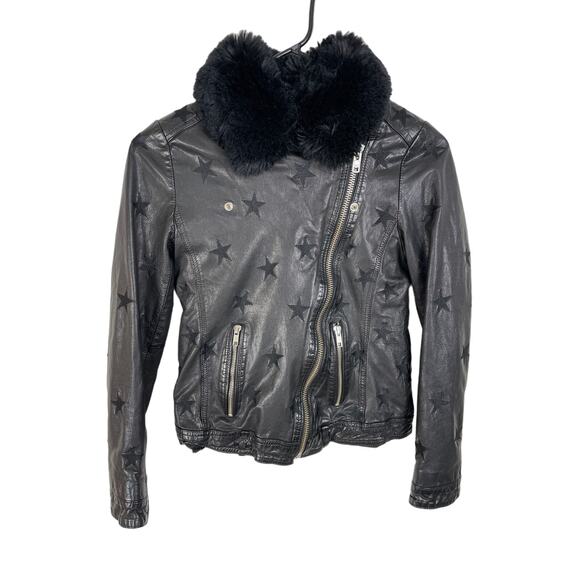 Samantha Sipos Jackets & Blazers - Samantha Sipos Seeing Stars black leather fur collar moto jacket XS Biker Glam
